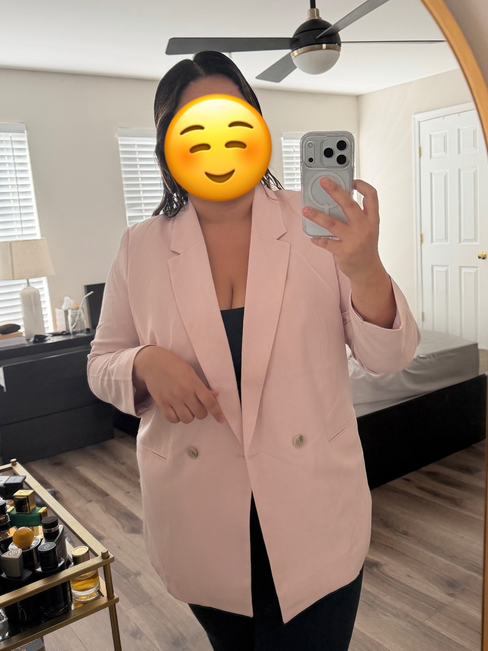 H&M Pale Pink Double-Breasted Blazer Jacket